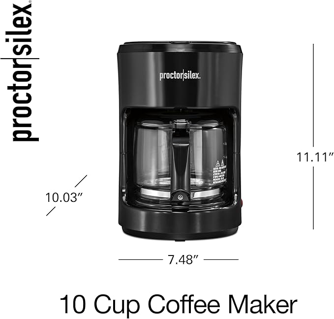 Proctor Silex 10-Cup Coffee Maker, Works with Smart Plugs That Are Compatible with Alexa, Auto Pause and Serve, Black (48351PS)
