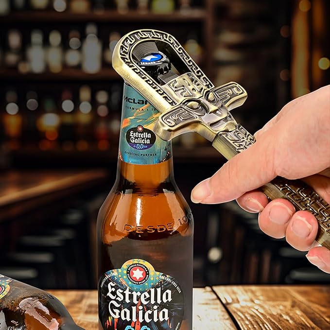 Professional Wine Opener Set for Old & Fragile Corks - 3-in-1 Cork Extractor Removes Older Wine Corks Whole & Intact, Beer Bottle Opener with Elegant Zinc Alloy Base & Stopper Set (Antique Bronze)
