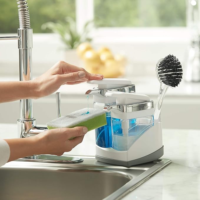 Casabella Sink Sider Duo with Sponge - White & Chrome Plating