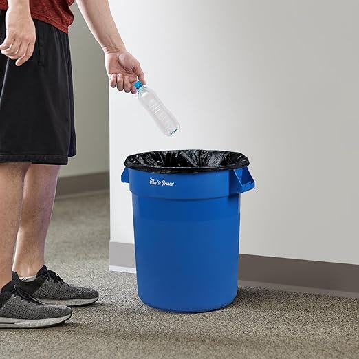 PLASTIC PRINCE 20 Gallon Round Trash Can Container with Lid Blue Plastic Commercial Garbage Bin for Home Garage Restaurants Warehouses