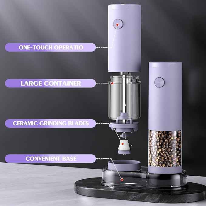 Salt and Pepper Grinder Set Gifts for Women Automatic Battery Pepper Mill Shakers Kitchen Accessories Cooking for Mom, Adjustable Coarseness Salt Pepper Shakers Family Gifts Ideas