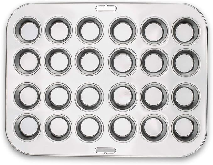 Fox Run Mini Muffin and Cupcake Pan, 24 Mini Cups, Stainless Steel Baking Pan, 10.5 x 13.75 x 1.5 inches