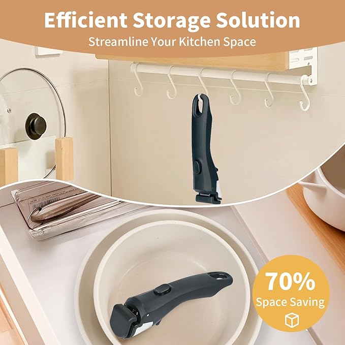Removable Handle Black, Detachable Handle for Pots and Pans, Universal Cookware Handles, Compatible with Thin Edge Cookware, 2 Pack
