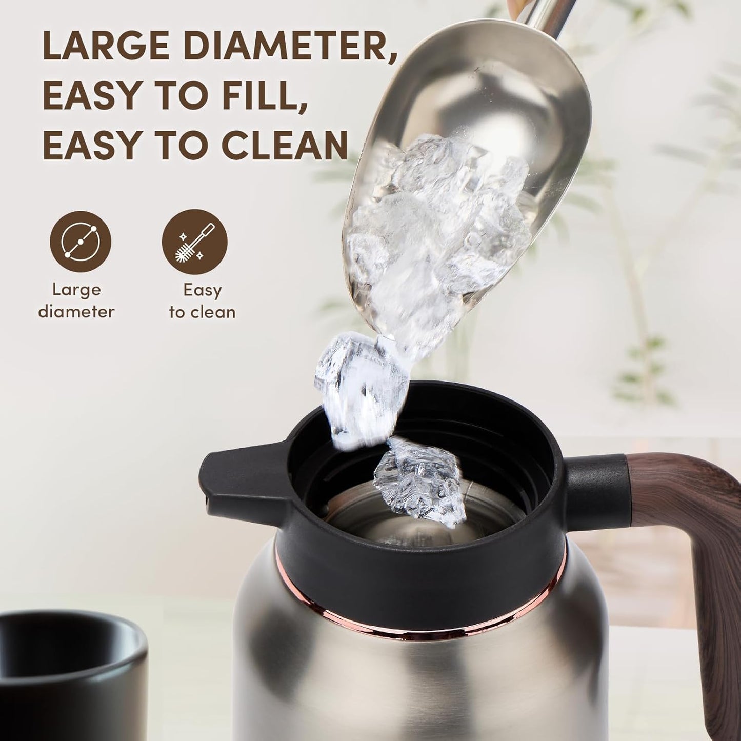 Vondior Coffee Carafe 35oz/1.0L - 24Hours Coffee Thermos- Insulated 304 Stainless Steel Hot Beverage Dispenser - Thermal Coffee Carafes For Keeping Hot/Cold Coffee, Drink Dispenser for Parties