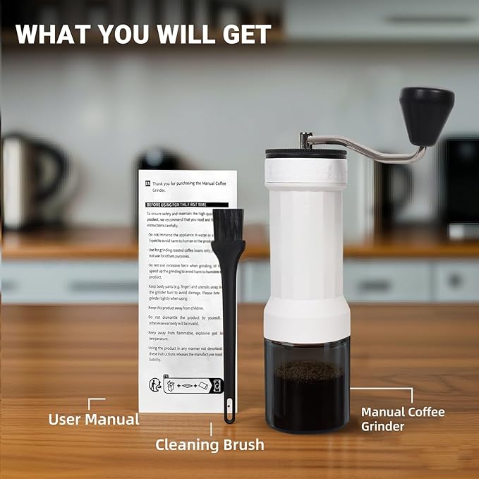 Mini Manual Coffee Grinder with 40 Adjustable Settings, Portable Hand Coffee Bean Mill with 30g Capacity, Conical Burr Coffee Grinder with Crank for Travel, Camping, Office, Espresso, Pour Over, etc