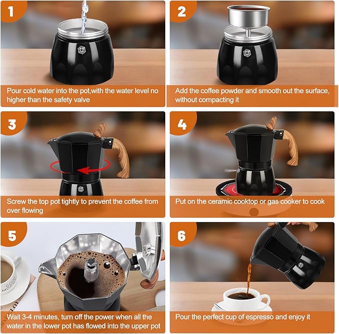 3 Cup Aluminum Espresso Stovetop Moka Pot Express Coffee Maker Percolator Italian Classic Mocha Coffee Machine for Italian and Cuban Cafe Brewing for Home & Camping 150ml 5oz