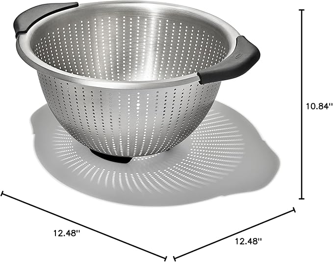 OXO Good Grips Stainless Steel Colander,5 qt. Capacity,Strainer with Non-Slip Handles,Kitchen Colander for Pasta and Vegetables,Nesting Stainless Steel Strainer and Sieve,(Pack of 12)