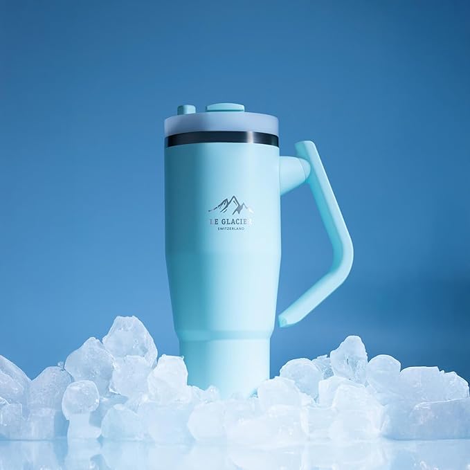 Thurston Tumbler – 40oz Stainless Steel Insulated Travel Cup with Handle & Straw Lid, Double-Wall Vacuum with All-in-One Rotational Handle & Retractable Straw for Hot & Cold Drinks (Teal)
