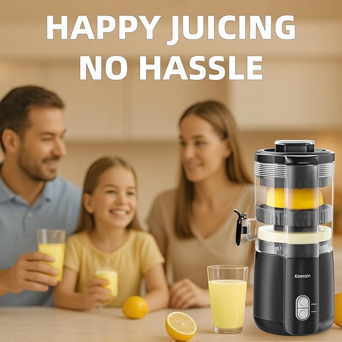 Electric Lemon Juicer, Hand-Free Citrus Juicer Machine with Cleaning Brush, Automatic Juice Squeezer for Lemon, Lime, Grapefruit, Pomegranate, One-Touch Operation & Easy Clean