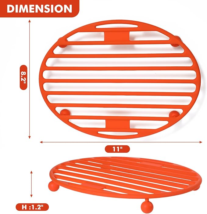 Webake Roasting Rack Oval Silicone 11x8 Inches Cooling Drying Rack Kitchen Cooking Rack for Baking Roasting Pan, Heat-Resistant Silicone Trivet