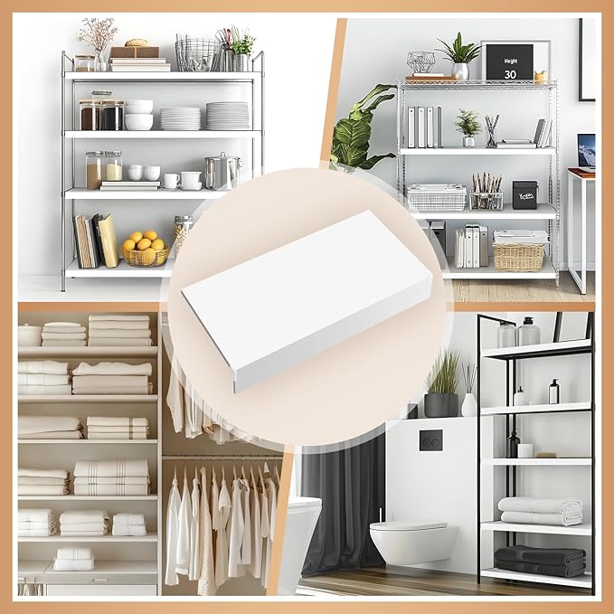 5 Pcs Wire Rack Covers Carbon Fiber Material 38x16x3 inch Pantry Shelf Cover 0.31 inch Thick Removable Closet Wire Rack Shelf Covers,Decoration Kitchen Bathroom Office Shelving (White, 38x16x3 inch)