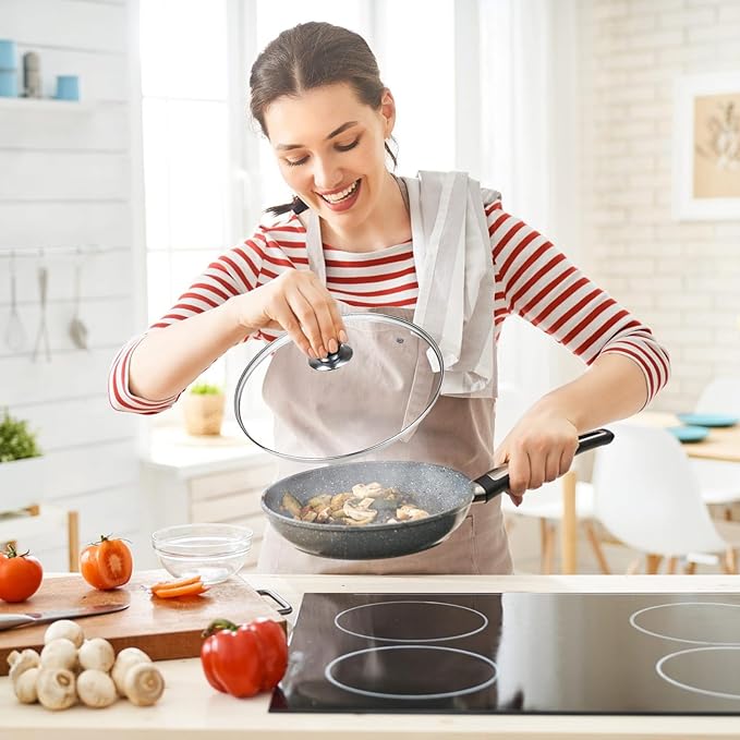 10 Inch Pan Lid, 10 Inch Frying Pan Lids, Tempered Glass Cast Iron Lid for Skillets, Fry Pan, Wok Pot (10 inch)