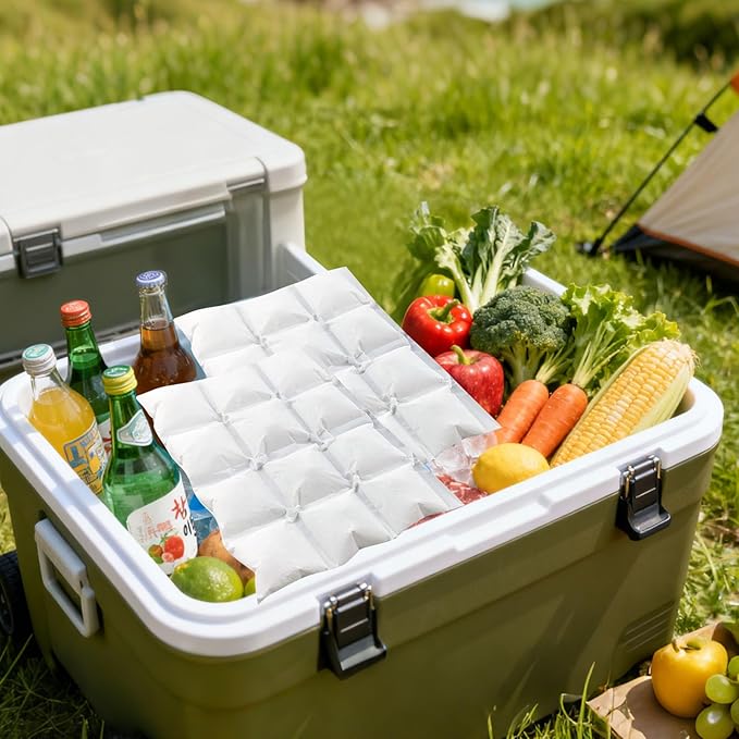 Ice Sheets for Coolers Reusable - Ice Pack Sheets - Ice Mat with Flexible 96 Ice Cube Packs - Ice Blanket Large Flat Freezer Long Lasting Ice Packs for Cooler