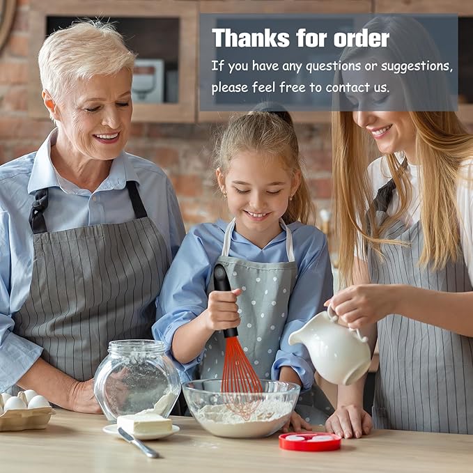 Dishwasher Safe Multicolor Silicone Whisk, Sealed Waterproof Design Set of 3, Professional Kitchen Whisks for Cooking Non-Scratch, Silicone & Stainless Steel Whisk, Heat Resistant Egg Beater