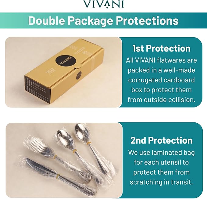 VIVANI 16 Piece Silverware Set for 4, Premium Stainless Steel Cutlery Set, Utensil Sets, Flatware Sets for 4, Forks Spoons and Knives Set Dishwasher Safe for Home Kitchen