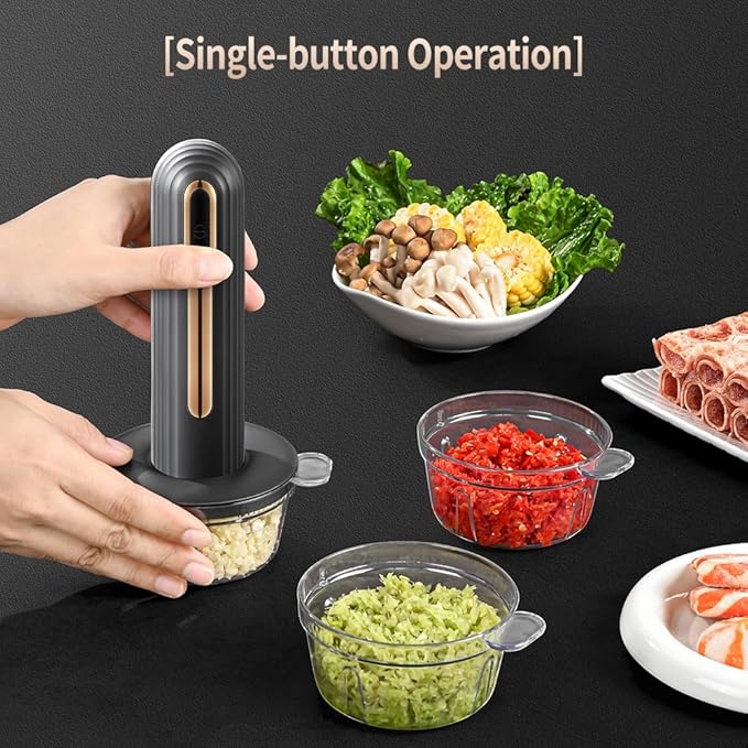 Electric Mini Food Processor, 4-Cup Portable USB Small Food Processor, Garlic Mincer, for Dicing, Mincing, and Puree, Black
