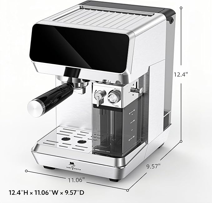 MAttinata CM1833L Automatic Cappuccino Machine, 20 Bar Espresso Machine, Coffee Maker with Dual Boiler & Self-Cleaning Milk Frother, Touch Screen Latte Machine, Stainless Steel for Kitchen, Silver
