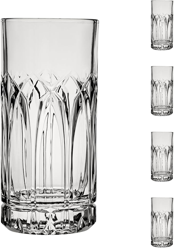 Ocean by Anchor Hocking Traze Past Highball Glasses (4-Pieces), 12-ounce, Dishwasher Safe