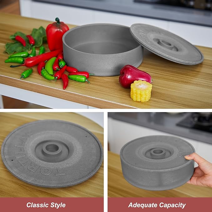 Sabary 4 Pcs Tortilla Warmer with Lid 8.5 x 2.4 Inch Robust Plastic Tortilla Holder Taco Keeper Pancake Waffles Food Container Microwave Save for Mexican Night Fiesta Party Home Restaurant Bar (Gray)
