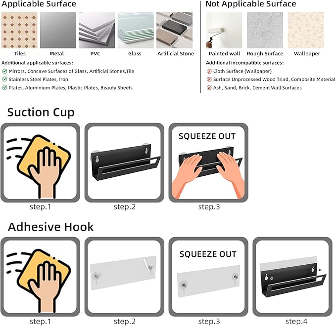 Sponge Holder for Kitchen Sink with Suction Cups & Adhesive Hook, Rustproof In-sink Sponge Holder, Space-saving Wall Hanging Sink Caddy Organizer Rack - Sponge, Dish Cloth, Brush- 2 Pack