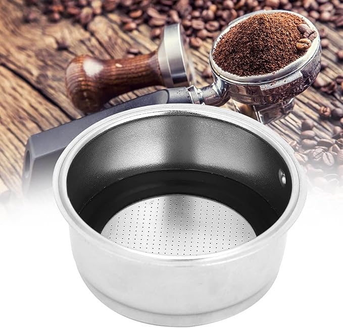 1PCS 51mm 2 Cups Portafilter Filter Basket, Stainless Steel Pressurized Mesh Coffee Filters Bottomless Portafilter Coffee Machines Accessories for Semi-Automatic Coffee Machine Series(Double Cup)