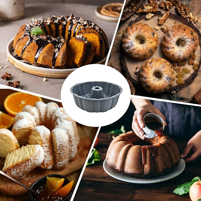 PADELE 2 Pack Silicone Cake Pan Nonstick,10 Inch, Silicone Cake Molds,Pound Cake Pan, Baking for Jello,Gelatin,Cake,Brownie and Bread (Grey+Grey)