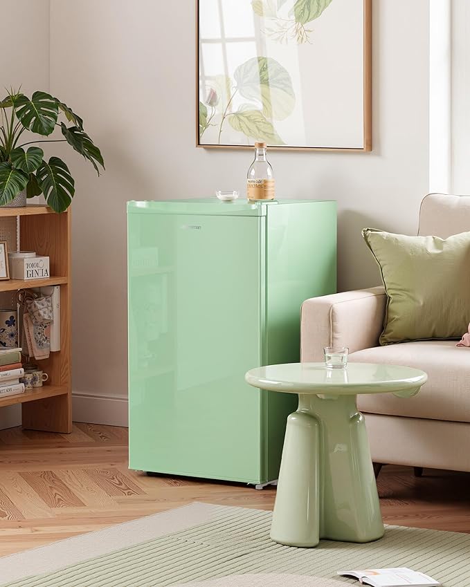 Upstreman 3.2 Cu.Ft Mini Fridge with Freezer, Single Door Mini Fridge, Dorm Fridge, Adjustable Thermostat, Mini Refrigerator for Bedroom, Office, Dorm, Green-BR321