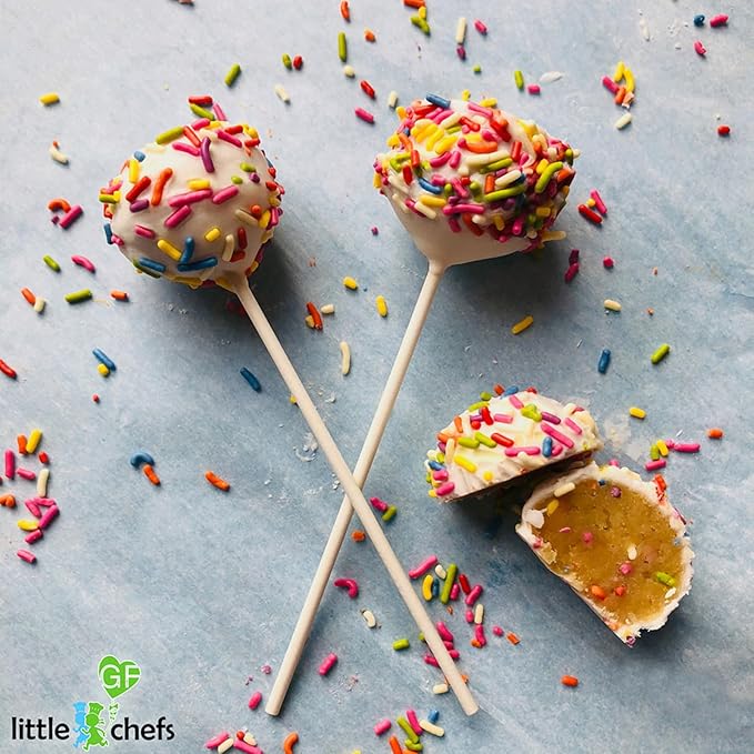 Little GF Chefs DIY Cake Pop Baking Kit for Kids | Gluten Free Confetti Cake Pops Baking Supplies Gift Set with Vanilla & Frosting Mix Ingredients Step-by-Step Instructions Dessert Kids Birthday Party
