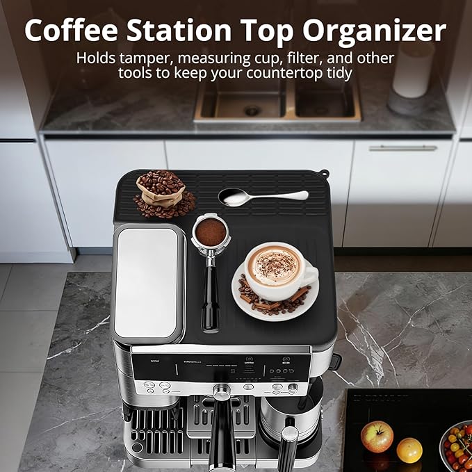 Top Mat for Ninja Luxe Espresso Coffee Machine ES601 & ES701–Coffee Top Silicone Mat Protects Top Surface Anti-scratch,Non-Slip Heat Resistant,Food-Grade Silicone for Ninja Luxe Cafe Accessories