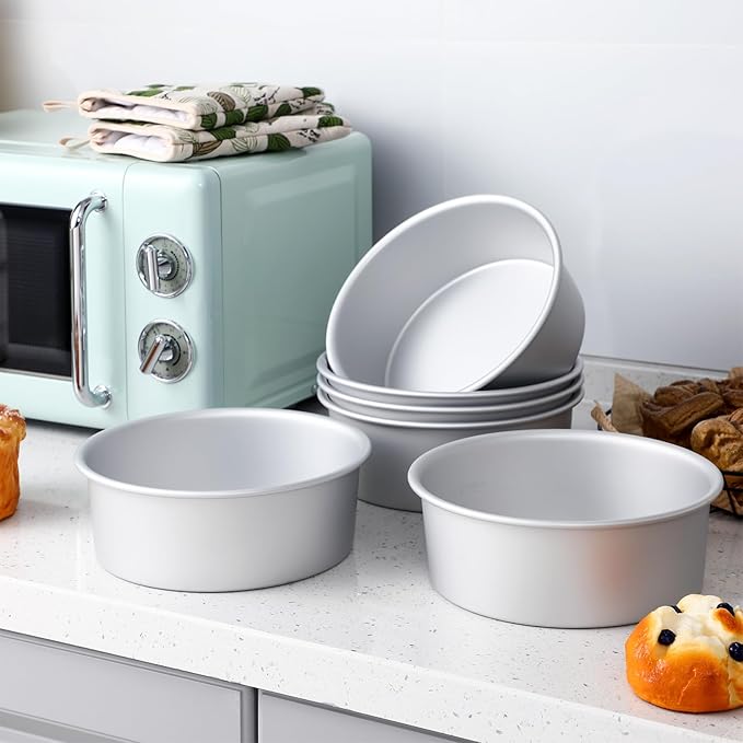 Nuenen 6 Pcs 8 Inch Round Cake Pans Aluminum Round Mold Smash Cake Baking Cheesecake Pans for Home Party Baking Supplies
