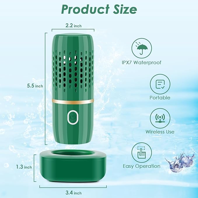 Cudinham Fruit and Vegetable Purifier Cleaner Washing Machine Capsule Shape Disinfection OH-ion Purification Technology for Cleaning Veggie Grains Rice Meat Seafood, Green
