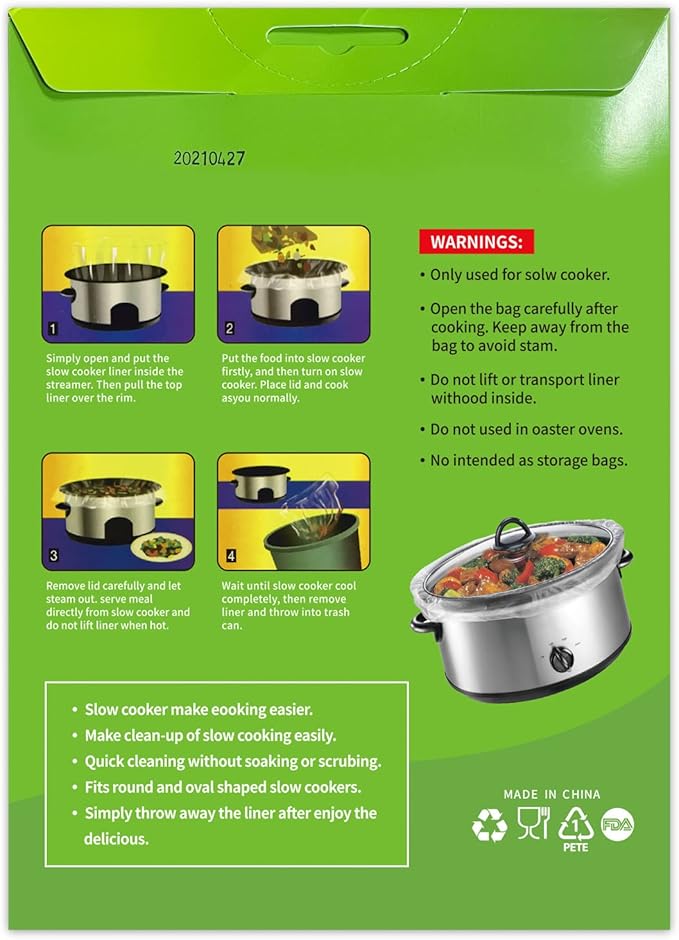 ECOOPTS Slow Cooker Liners Disposable Cooking Bags Small Size Pot Liners Fit 1QT to 3QT Suitable for Oval & Round Pot (10)