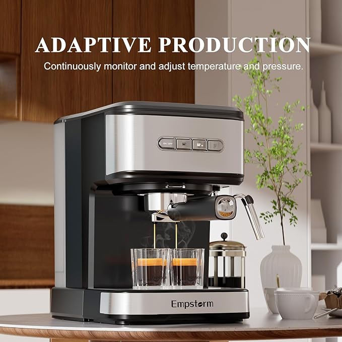 Empstorm 20 Bar Espresso Machine, Cappuccino Machines with Milk Frother Steam Wand, Latte Machine for Home&Barista, Automatic Shut-off Function