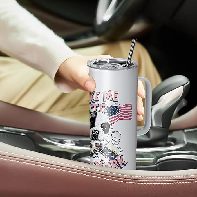 AGH 20OZ Sublimation Straight Skinny Tumbler with Handle, 6Pack Stainless Steel Coffee Mugs with Lids and Straws, Double wall Insulated Tumbler for Coffee,Tea,Beer and Juice.