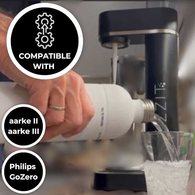 FIZZIT Spärkli 1L Stainless Steel Carbonating Bottle | Compatible with Aarke II & III, Philips GoZero & Monten Soda Makers | Reusable Sparkling Water Bottle, Dishwasher Safe, BPA-Free-Eco-Friendly
