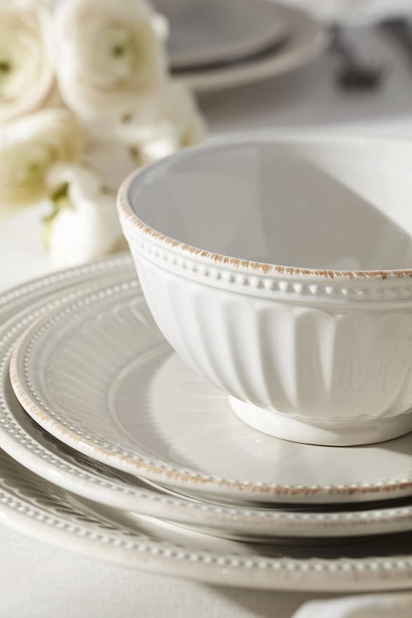 Lenox 895721 French Perle Groove Dinner Plates, Set Of 4