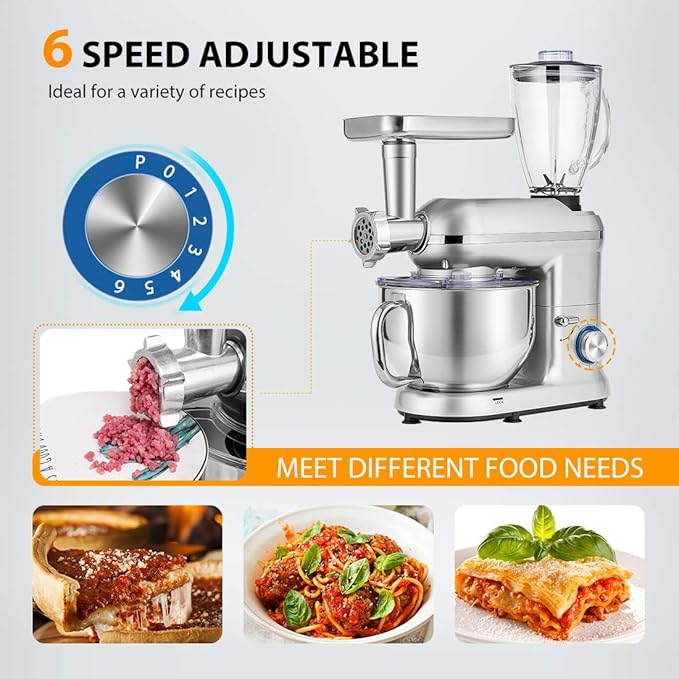 VIVOHOME 6 in 1 Multifunctional Stand Mixer with 3 in 1 Multifunctional Stand Mixer