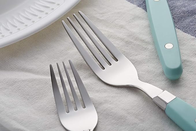 ANNOVA Silverware Set, Retro/Rivet Colorful Stainless Steel Tableware Kitchen Flatware Set Utensils, Includes Dinner Knives, Forks, Spoons, Salad Forks & Dessert Spoons (Turquoise, 20 Pieces)
