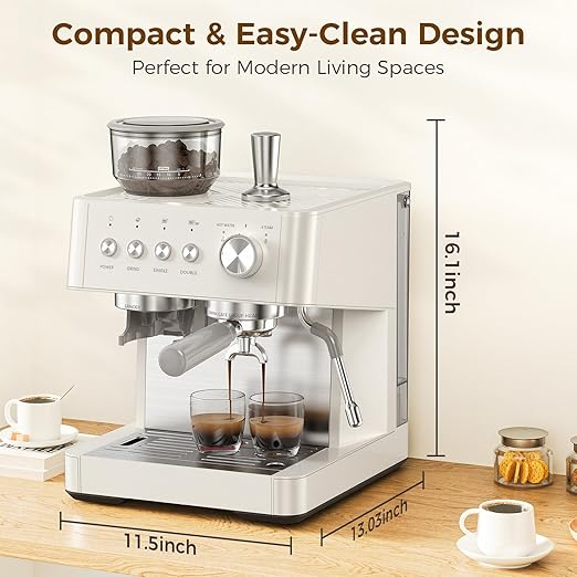 COWSAR (2026 Upgrade) 15 Bar Espresso Machine with Grinder & Milk Frother Steam Wand, 58mm Commercial Espresso Maker for Home,Coffee Maker with Grinder Perfect for latte,Cappuccino