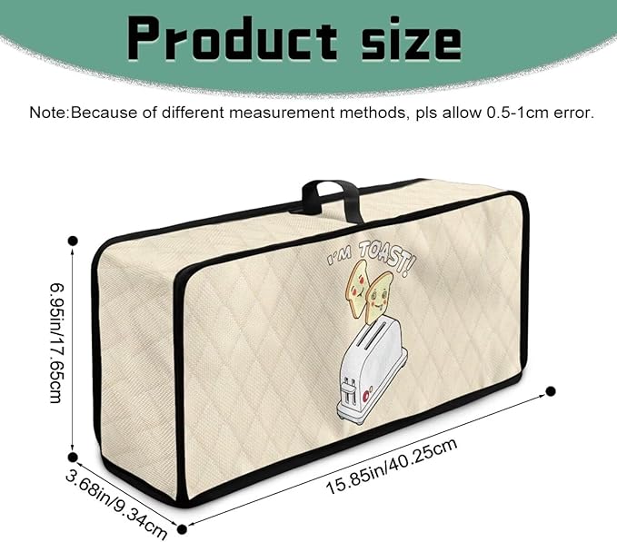 Bread Print Toaster Cover 2 Slice Anti-sputtering Washable Fabric Toaster Cover Dust Proof Kitchen Appliance Covers for Home Use Anti-Fingerprint Design