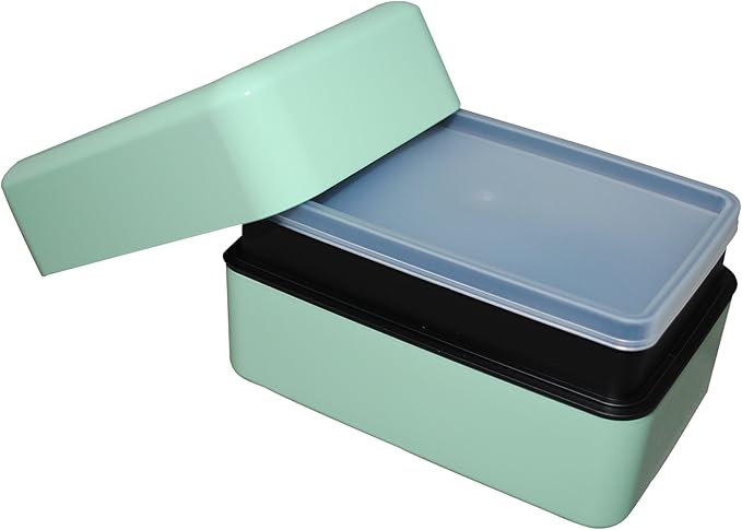 TAKENAKA Bento Nibble Box, Eco-Friendly Lunch Box Made in Japan, BPA and Reed Free, 100% Recycle Plastic Bottle Use, Microwave and Dishwasher Safe, Bento Box (Peppermint *Band: Cream)