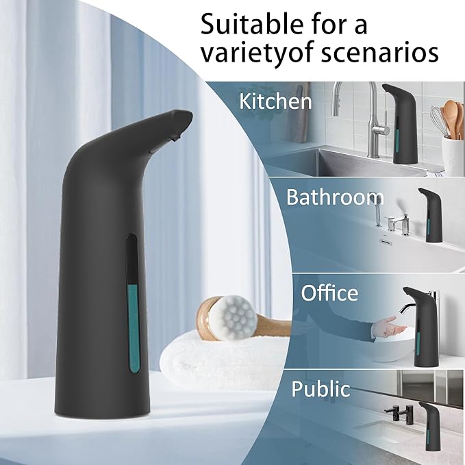 Automatic Soap Dispenser Touchless,400ML Hand & Dish Countertop Electric Liquid Rechargeable Dispenser with Sensor,Modern 4 Gear Adjustable Waterproof Kitchen Auto Soap Pump(Black)