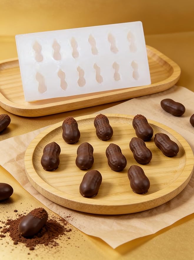 12 Cavity Peanut Silicone Mold – Silicone Fruit Mold for Chocolate, Fondant, Candle, Resin & Cake Decor, 3D DIY Candy Baking Tool for Parties & Gifts (Peanut)