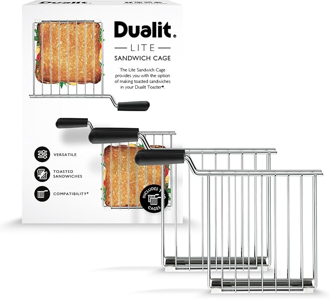 Dualit Design Series Sandwich Cage x 2 for Lite, Design Series and Domus Toasters | Make toasted sandwiches in your Toaster | Pack of 2 Sandwiches Cages | Sandwich Cage with Drip Tray