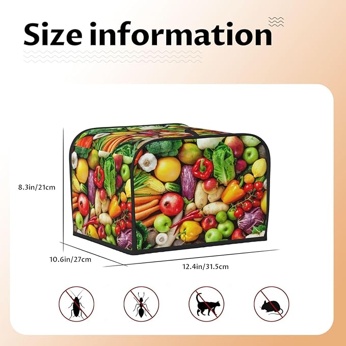 Vegetable Covers for Toasters 4 Slice,Cute Funny Bread Machine Cover with Handle,Washable Stain Resistant Kitchen Small Appliance Cover Dining Decor