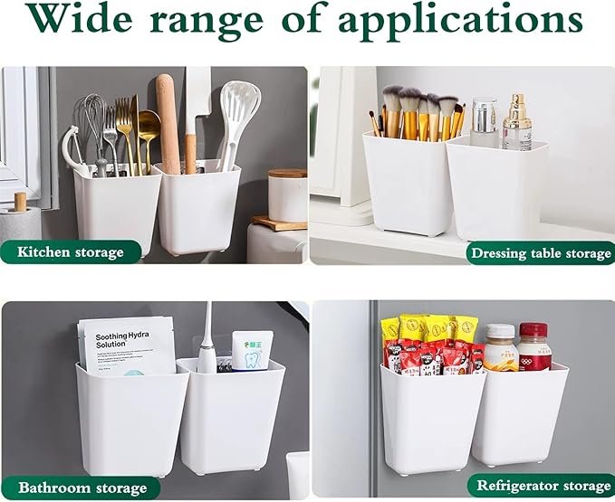 4 Piece Kitchen Cabinet Door Storage Box,Self Adhesive Wall Mounted Storage Box,Wardrobe/Bathroom/Refrigerator Small Items Organizer