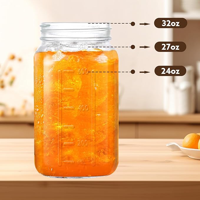 Mihlapi Breast Milk Pitcher, 32 OZ Mason Jar Pitcher with Lid Double Leak Proof,1 Quart Breastmilk Storage Containers for Fridge, Glass Jug for Sun Tea, Juice, Cold Brew Coffee
