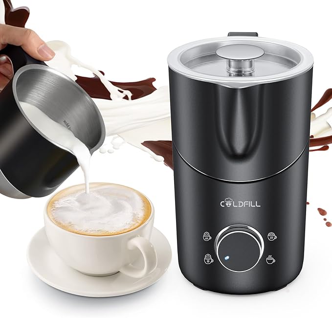 Milk Frother and Steamer, Electric Milk Frother for Coffee, 13.5oz/400mL Large Capacity Automatic Warm and Cold Foam Maker, Hot Chocolate Maker Coffee Frother (Light Gray)