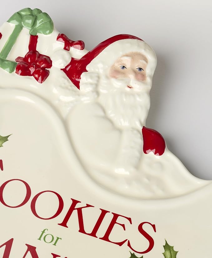 Lenox Serveware, Holiday Cookies & Milk for Santa 2-Piece Set, Service for 1, 11 Oz Cup, Porcelain, Dishwasher Safe, Christmas Cookie Plate & Coffee Mug, Christmas Decor, Santa Sleigh Design (2 Piece)