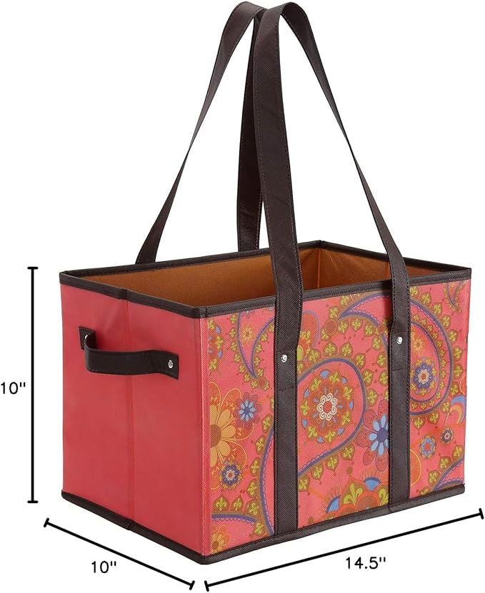 Foraineam Reusable Grocery Bags Set Durable Heavy Duty Tote Bag Collapsible Grocery Shopping Box Bag with Reinforced Bottom